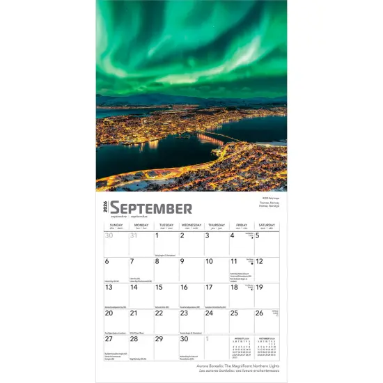 Aurora Borealis | 2026 7 x 14 Inch (Hanging) Monthly Mini Wall Calendar | English/French Bilingual {4}