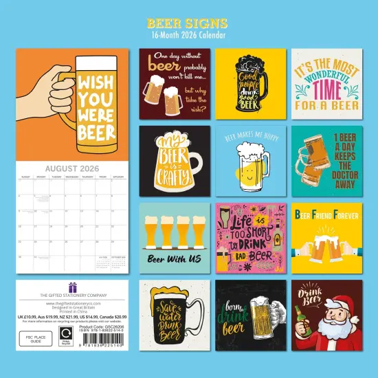 The Gifted Stationary 2026 Square Wall Calendar, Beer Signs, 16-Month Funny Corner Theme Hanging Calendar with 180 Reminder Stickers, Month Planner for Home or Creative Spaces, 12x12 In Multicolor {4}