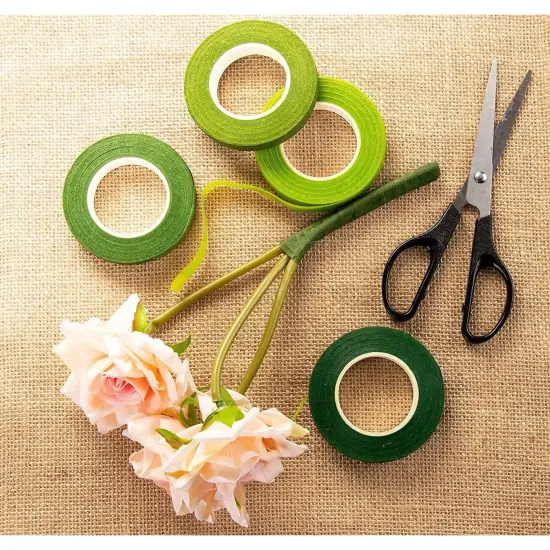 Floral Tape - 12-Pack Florist Tape, Green Floral Adhesives, Perfect for Bouquet Stem Wrapping, Floral Arrangement and Crafts, 0.47 Inches x 30 Yards, 4 Green Shades {3}