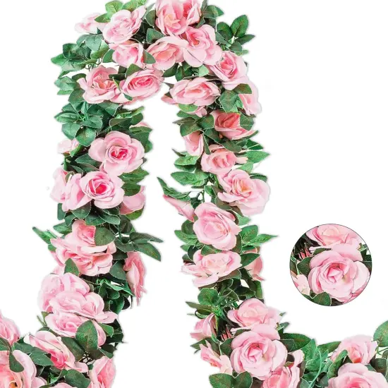 7.5Ft Artificial Vines Flowers Hanging Rose Vine {1}