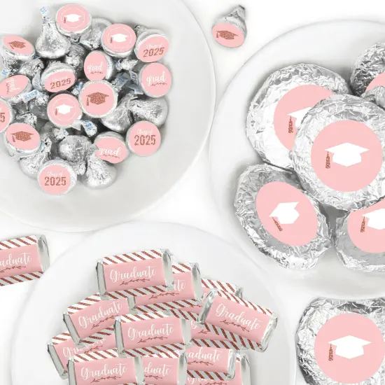 Big Dot of Happiness Rose Gold Grad - 2025 Graduation Party Candy Favor Sticker Kit - 304 Pieces {1}