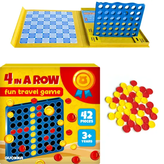4 in a Row Fun Travel Game for Kids | 40 Plastic Chips {1}