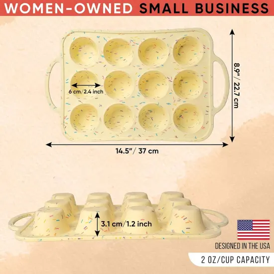 Silicone Mini Muffin Pan With Handles 2 Pack, 12 Cups Mini Cupcake Pan, Silicone Muffin Cups For Baking, Eggs & Cupcakes, Non-Stick Molds Dishwasher Safe & BPA Free - Confetti {3}