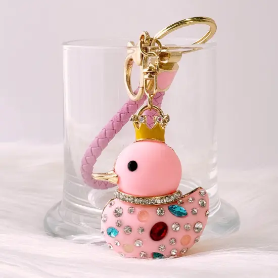 Wrapables Glamorous Crystal Rhinestone Ducky Keychain, Pendant Bag Charm, Pink {4}