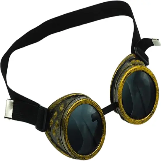 4E's Novelty Steampunk Goggles for Women & Men &ndash; Brass Vintage Steam Punk Glasses Costume Accessory for Mad Scientist, Victorian, Renaissance, Cosplay, Halloween, Rave, Cyberpunk, and Retro Outfits {2}