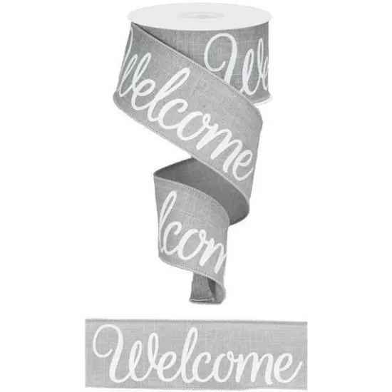 2.5" Welcome Royal Ribbon: Light Grey (10 Yards) {2}