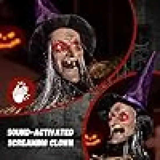 Outdoor Halloween Decorations with Sound,Light-Up Eyes, Moving Mouth & Sound {3}