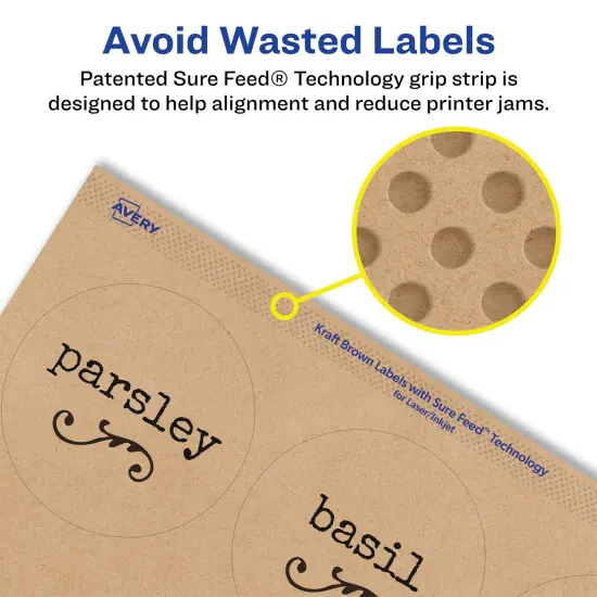 Avery Kraft Brown Round Labels with Sure Feed, 2.75" diameter {4}