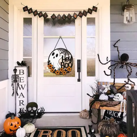 Halloween Ghost Flowers Door Hanging Sign Decorations {2}