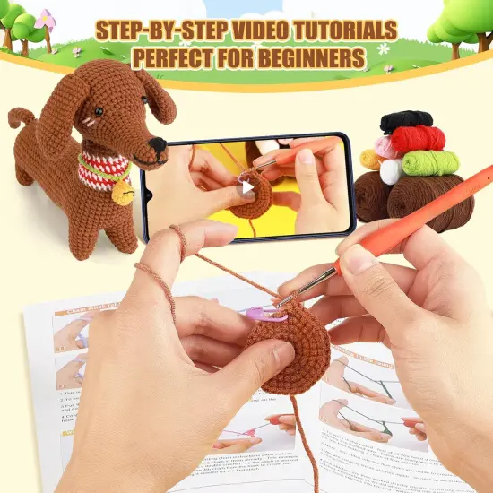 Animal Dog Crochet Kit for Beginners (Dachshund) {3}
