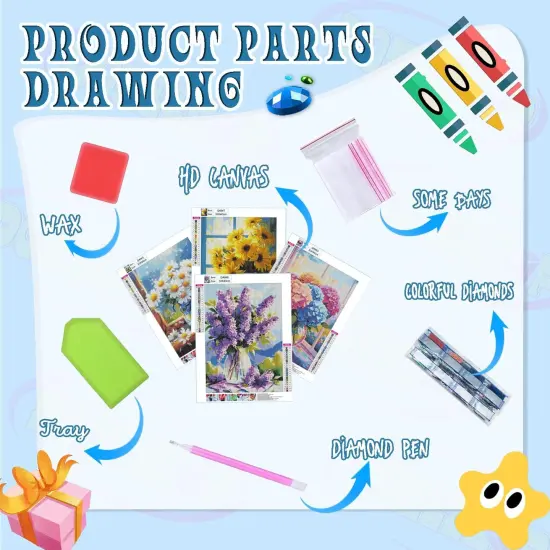 4 Pack 5D Diamond Painting Kits for Adults {3}