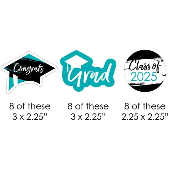 Big Dot of Happiness Teal 2025 Graduation Party - DIY Shaped Cut-Outs - 24 Count {3}