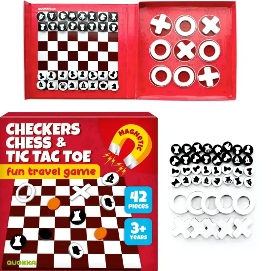 3 in 1 Chess Checkers Tic-Tac-Toe | Travel Games {1}