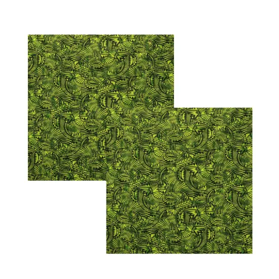 1 Yard Traditional Polynesia Tattoo All Over Fan Design Poly Cotton Fabric 45 Inch Width Green {2}