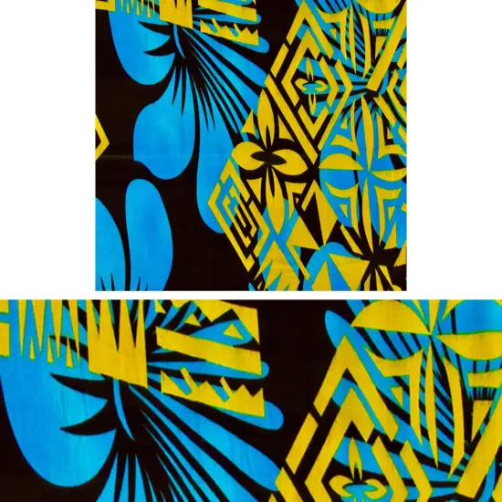 1 Yard Hibiscus Geometric Floral Design Rayon Fabric 45 Inches Width Blue {6}