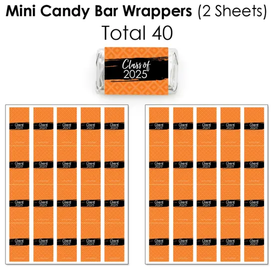 Big Dot of Happiness 2025 Orange Graduation Party Candy Favor Sticker Kit - 304 Pieces {4}