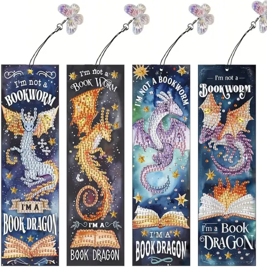 4pcs Diamond Painting Bookmark Kits for Adult(Dragon) {1}
