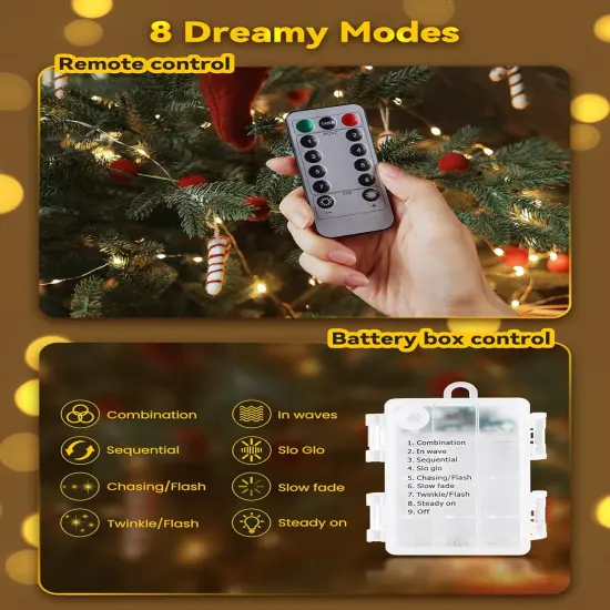 Fairy String Lights Battery Operated with Remote - 33Ft 100 LED (Warm White) {4}