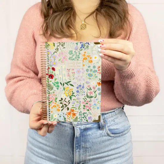 bloom daily planners 2025-26 Academic Planner, Hard Cover, 5.5" x 8.25", Garden Party, Beige {2}