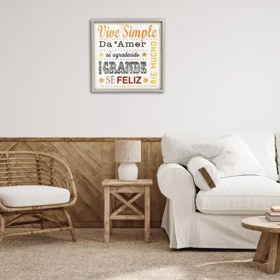 Stupell Industries Inspiraciones Diarias de Felicidad Framed Giclee Art Gray Framed {2}