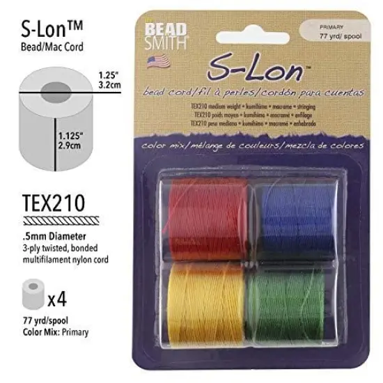 The Beadsmith Beadcord Tube of 4 Mixed Colors Primary Color Mix {4}