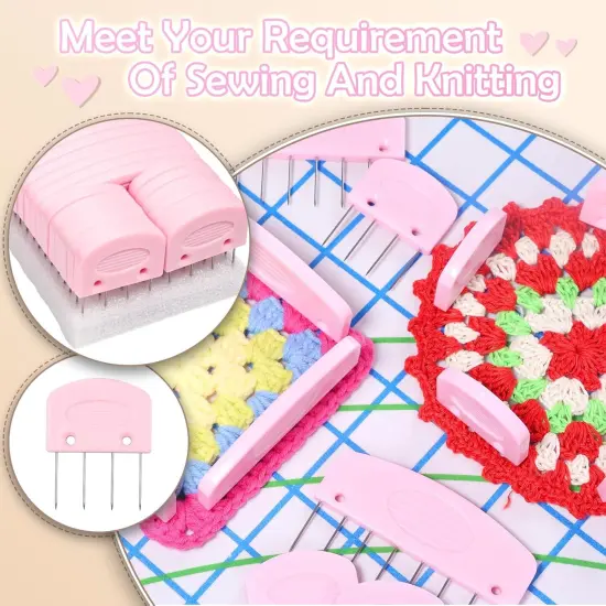 25 Pcs Pink Color Knit Blocking Combs {3}