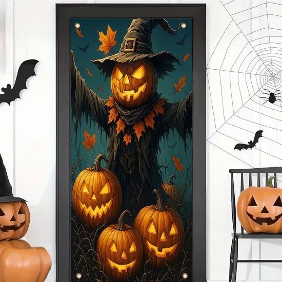 Pumpkin Scarecrow Door Cover Halloween {4}