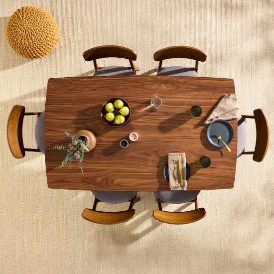 Best Choice Products 7-Piece Mid-Century Modern Upholstered Dining Set, Wooden Table w/ 6 Chairs Walnut/Gray {2}