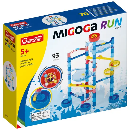 Quercetti: Migoga Run - Ocean &ndash; 93pc Marble Ball Run, Track Building Toy, Slide-Bridges-Spirals-Pipes, Colorful STEM Construction Playset, Kids 5+ {1}