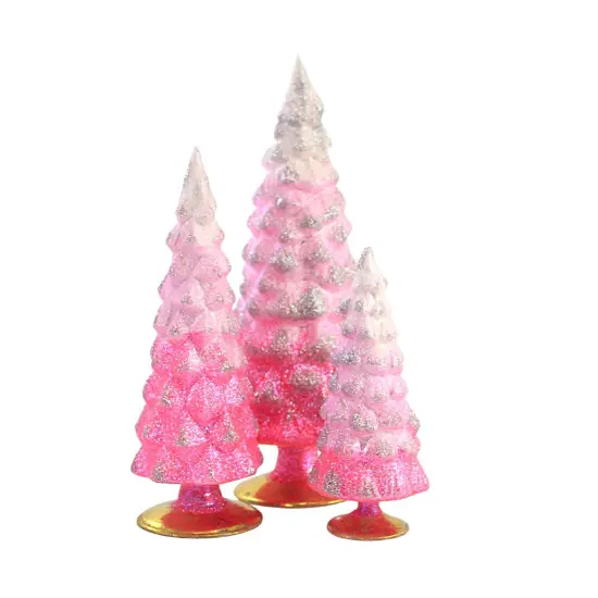 Cody Foster 11.75 In Pink Glitter Gradient Trees Valentine Decorative Tree Set , Valentines Set/3 Village Decor Holiday Decorate Mantle Christmas {1}