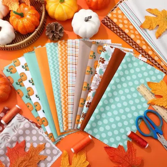 20 Pcs Fall Pumpkin Quilting Fabric Square - 10''x10'' {4}