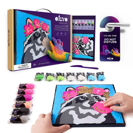 OKTO Clay-by-Numbers Kit &ndash; &ldquo;Raccoon&rdquo; (11.4&rdquo; x 11.4&rdquo;) {1}