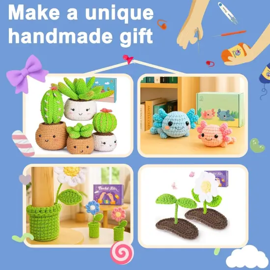 Crochet Kit for Beginners Adults & Kids(12-Colored Yarn) {4}