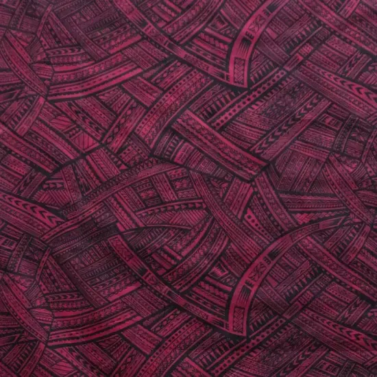 1 Yard Traditional Polynesian Tattoo Fabric, 60 Inches Width, 100% Polyester Fabric for Crafts & Decor Fuchsia {3}