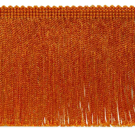 5 Yards of 4" Metallic Chainette Fringe Trim | 5 yard cut Orange {1}