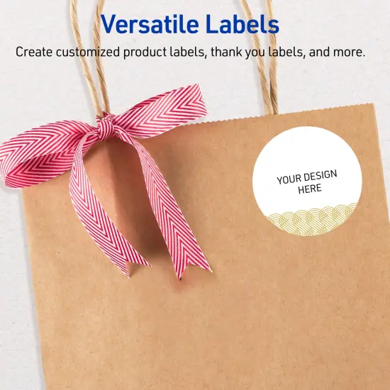 Avery Printable Round Labels with Sure Feed Technology, Pre-Printed Gold Lace Trim Pattern, Matte White, 2" Diameter, Laser & Inkjet Compatible, 120 Total, Great for Branding, Marketing, and Events {6}