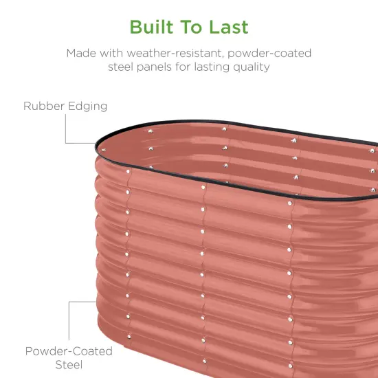 Best Choice Products 4x2x2ft Outdoor Raised Metal Oval Garden Bed, Planter Box for Vegetables, Flowers Terracotta {5}