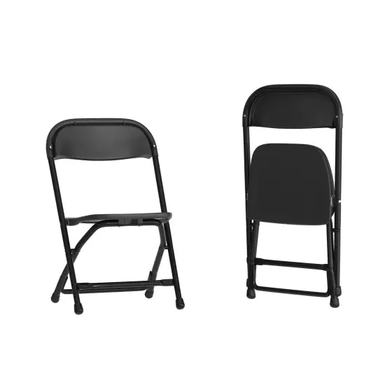Emma and Oliver 2 Pack Kids Plastic Folding Chair Daycare Home School Furniture Black {2}