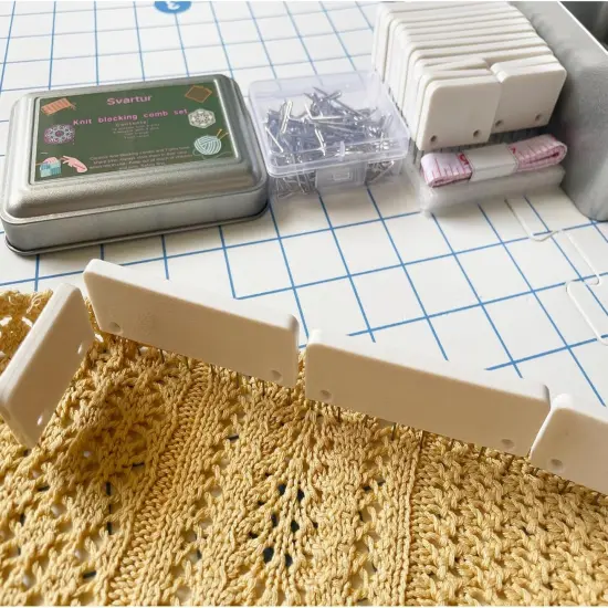 Pack of 2 Knit Blocking Pins, 40 Crochet Knitting Combs & 200 T-Pins {2}