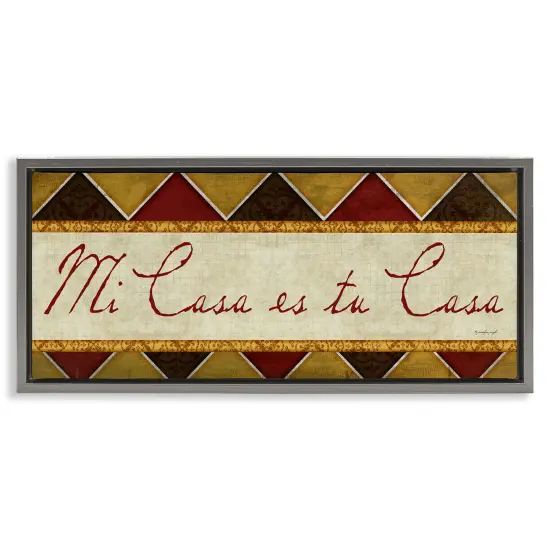 Stupell Industries Bienvenida Mi Casa Tu Casa Framed Floater Canvas Wall Art Gray Floater Frame {1}