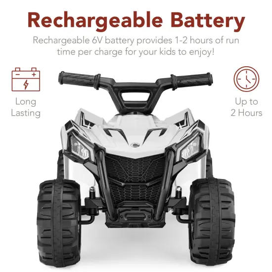 Best Choice Products 6V Kids Ride-On 4-Wheeler Quad ATV Car w/ 1.8mph Max Speed, Treaded Tires White {4}