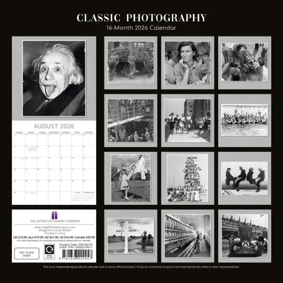 The Gifted Stationary 2026 Square Wall Calendar, Classic Photography, 16-Month Arts & Antiques Theme with 180 Reminder Stickers (12x12 In) Multicolor {4}