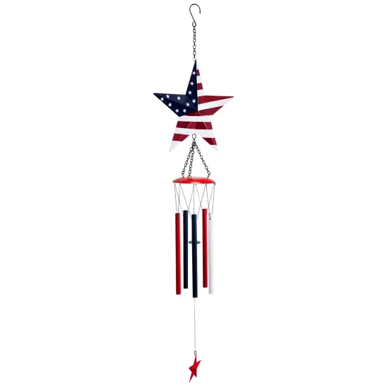 Northlight Stars and Stripes Patriotic Outdoor Garden Windchime - 36" Multi {4}