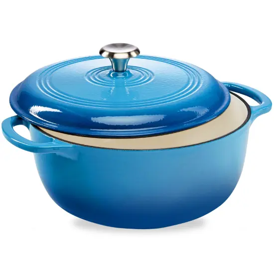 Best Choice Products 7.5 Quart Enamel Cast-Iron Dutch Oven, Heavy-Duty Cookware w/ Dual Handles, Lid Vanilla Buttercream {7}