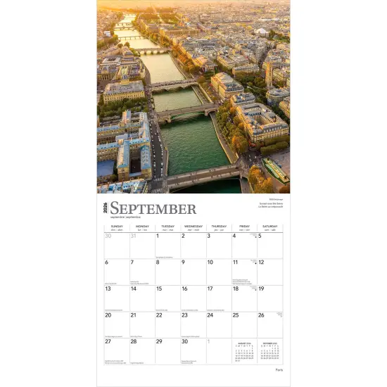 Paris | 2026 12 x 24 Inch (Hanging) Monthly Square Wall Calendar | Foil Stamped Cover | English/French Bilingual | Plastic-Free {4}