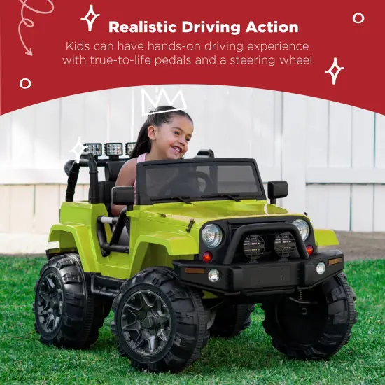 Best Choice Products 12V Kids Ride On Truck Car w/ Remote Control, Spring Suspension, Bluetooth, LED Lights Green {2}