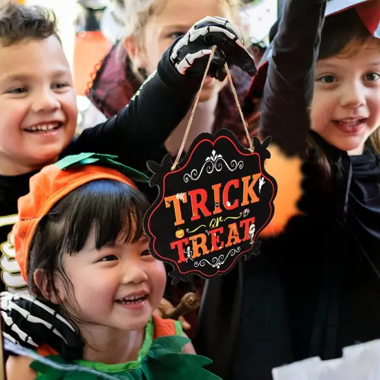 Trick or Treat & The Witch is in Hanging Sign Halloween Wreath Sign - 2 PCS {4}