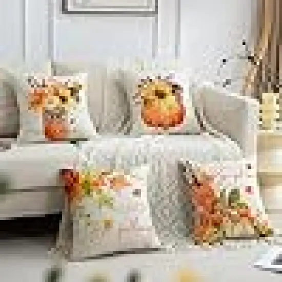 Pumpkin Maple Leaves Sunflower Vase Fall {5}