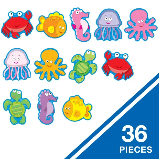 Carson Dellosa 36-Piece Sea Creatures Cut Outs, Colorful Cardstock Fish Cutouts for Ocean Themed Party Decorations, Summer, Bulletin Board, and Classroom Decor {2}