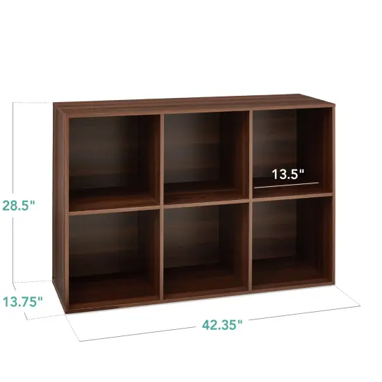 Best Choice Products 6-Cube Bookshelf, 13.5in Display Storage System, Organizer w/ Removable Back Panels Walnut {2}